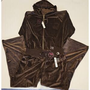 Dodo 2 Piece Velour Set Brown Size 2XL